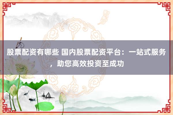 股票配资有哪些 国内股票配资平台：一站式服务，助您高效投资至成功